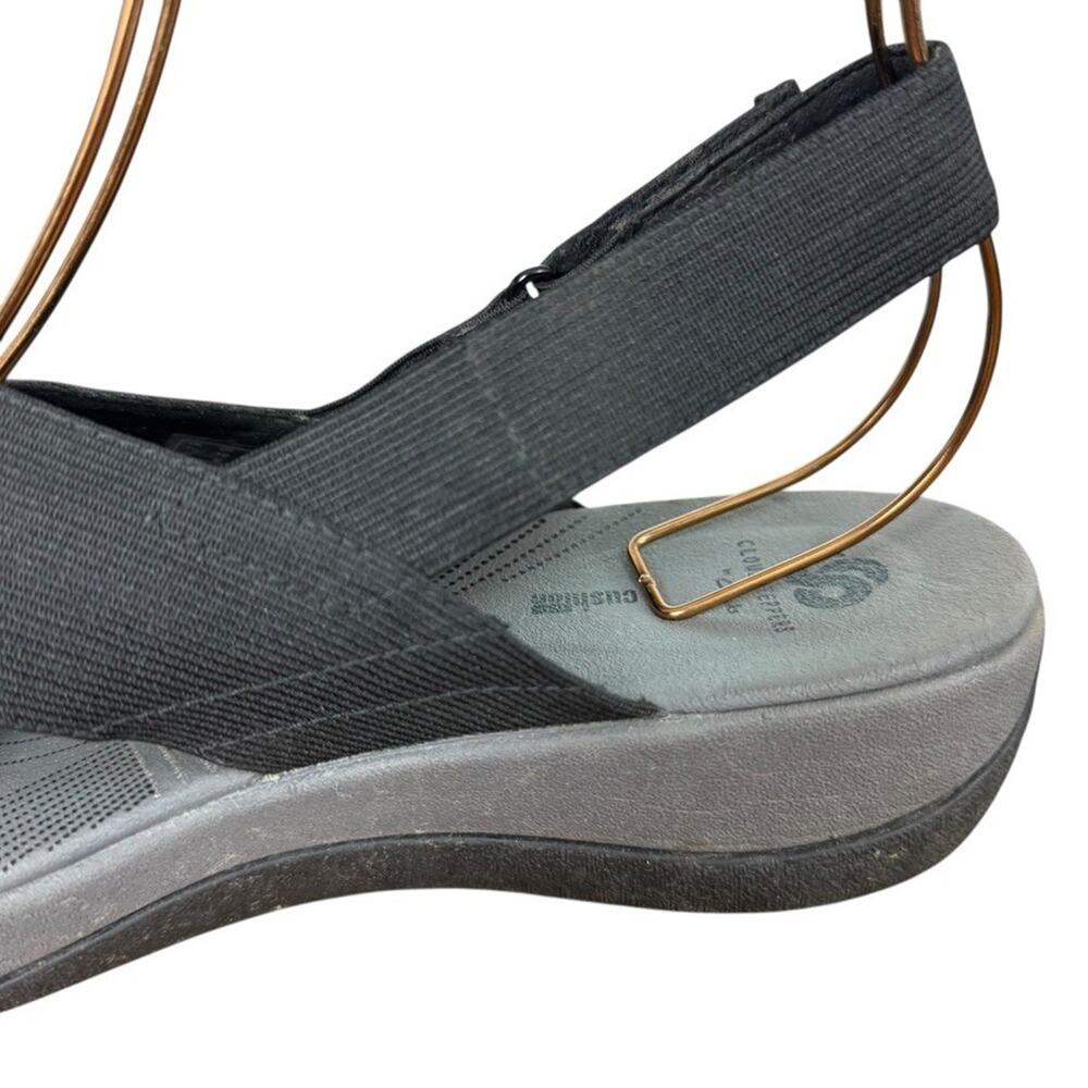 Clarks Arla Kaydin Black Slingback Wedge Sandals Wide Strap Comfort Shoes sz 10 - Picture 4 of 16
